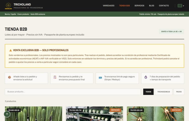 Tricholand 2026: Tienda mayorista B2B en 7 idiomas - imagen 2