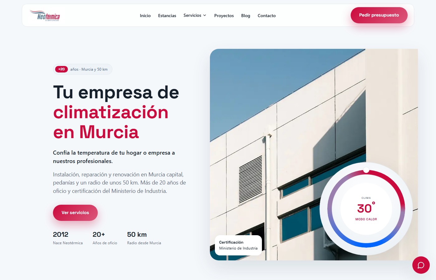 Neotérmica: website for an HVAC company